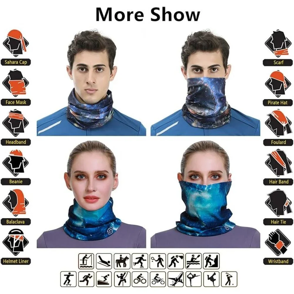 Headband Neck Gaiter Microfiber One Size Breathable Sports Face Mask